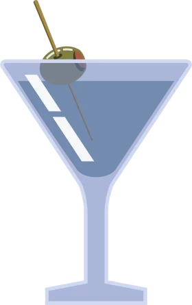 Minimalist Blue Martini Clipart with Olive Garnish - Elegant Cocktail Illustration