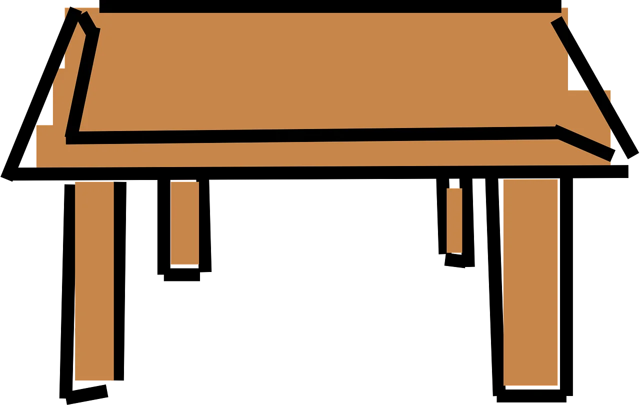 Minimalist Brown Wooden Desk Clipart - Simple Home Office Furniture Illustration