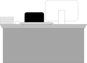 Minimalist Office Desk Clipart with Simple Geometric Design and Workspace Layout