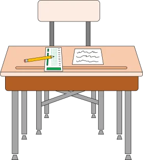Minimalist School Desk Clipart with Notebook and Pencil Illustration