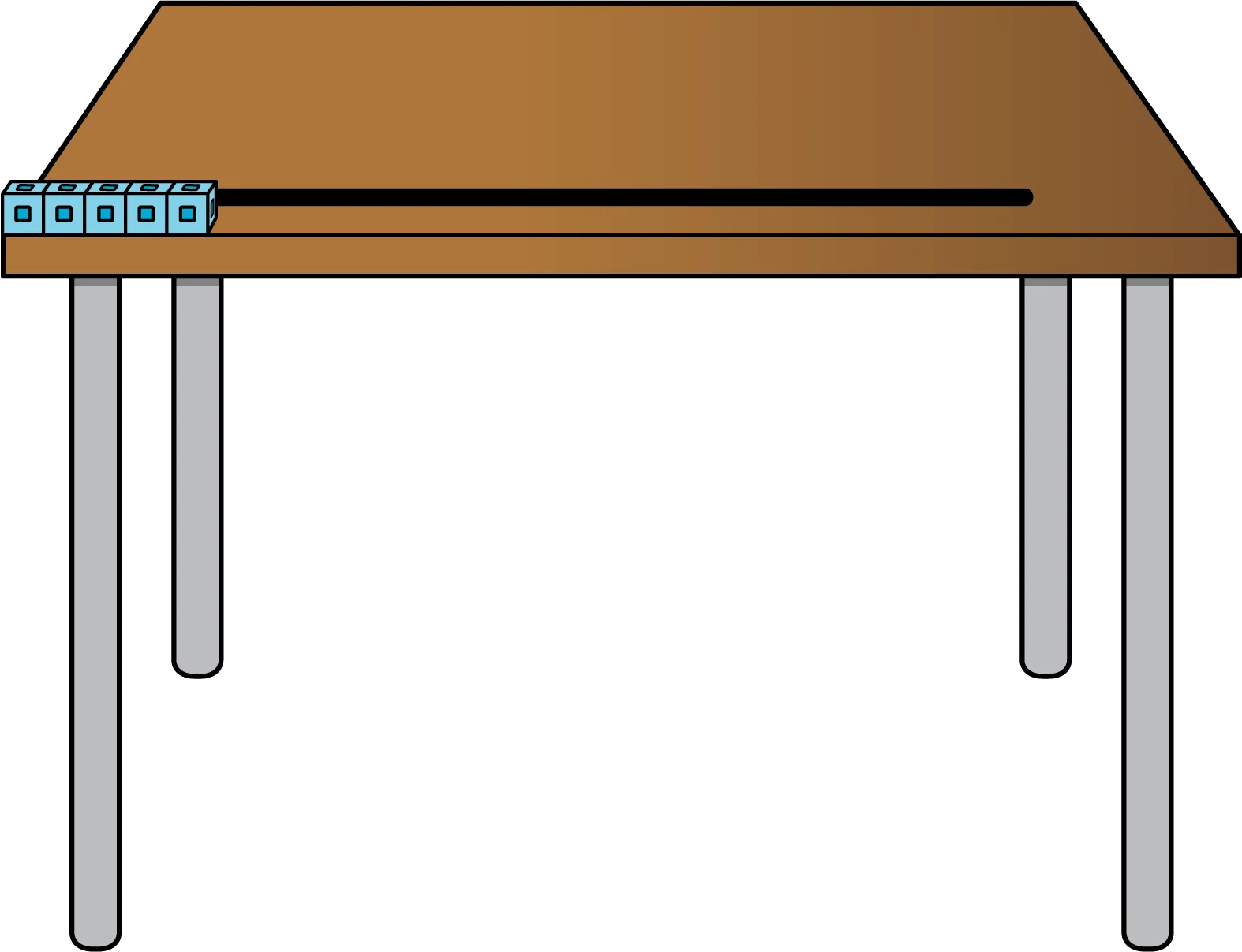 Minimalist Wooden School Desk Clipart with Metal Legs and Simple Design