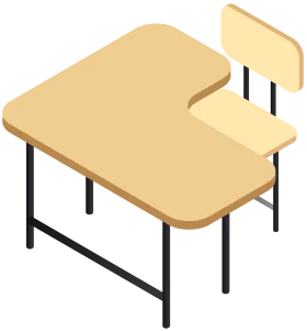 Modern Classroom Single Seat Student Desk Clipart Design Illustration