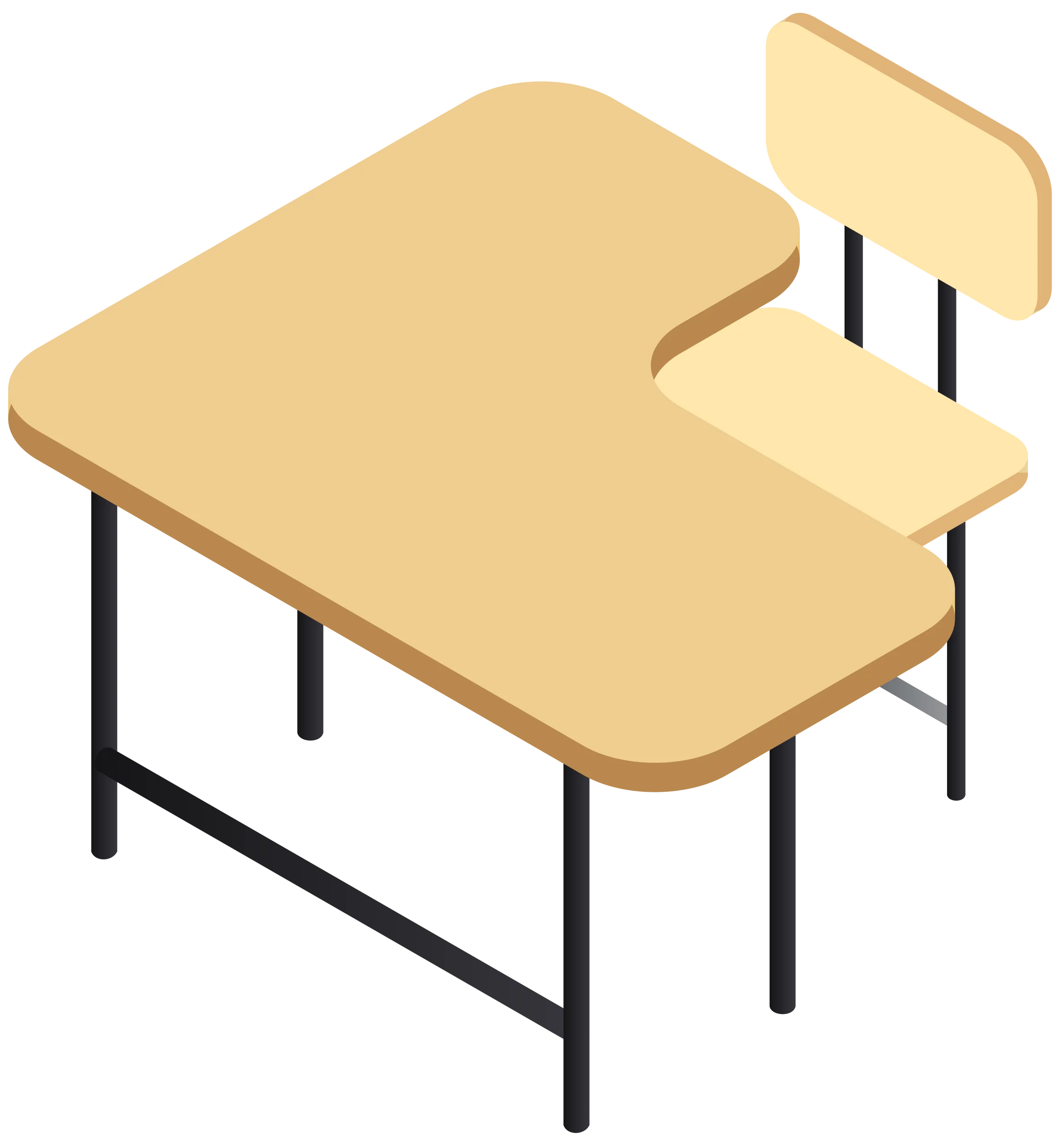Modern Classroom Single Seat Student Desk Clipart Design Illustration