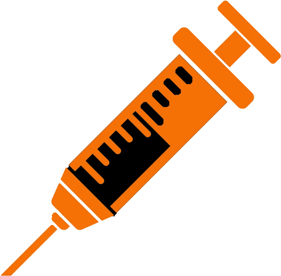 Orange Medical Syringe Injection Clipart - Healthcare Graphic Design Element