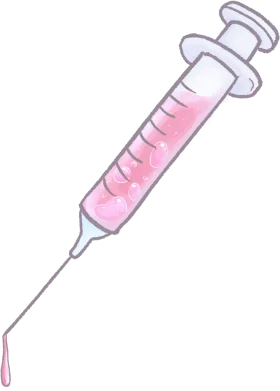 Pastel Pink Medical Syringe Clipart with Delicate Liquid Droplet Illustration