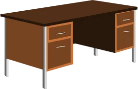Professional Office Double-Pedestal Wooden Executive Desk Clipart Illustration
