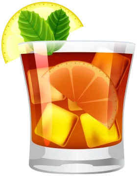 Refreshing Citrus Cocktail Clipart with Lemon Slice and Mint Leaves