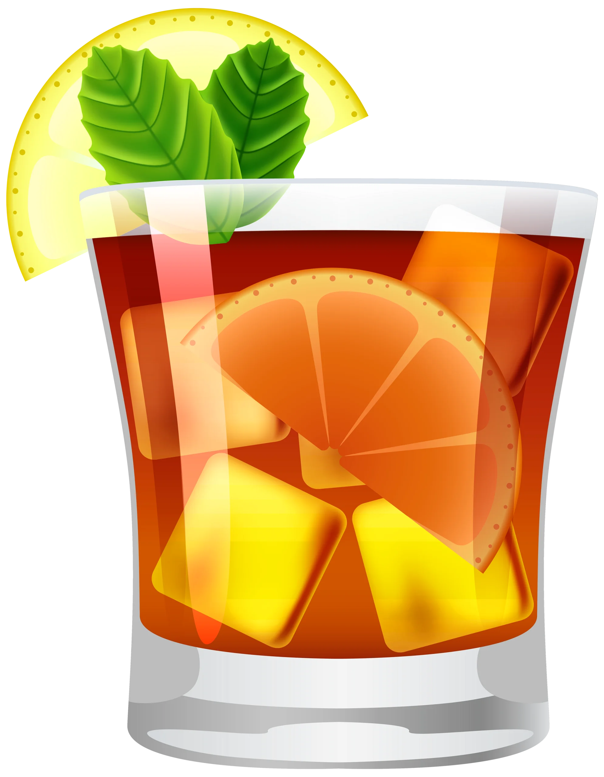 Refreshing Citrus Cocktail Clipart with Lemon Slice and Mint Leaves