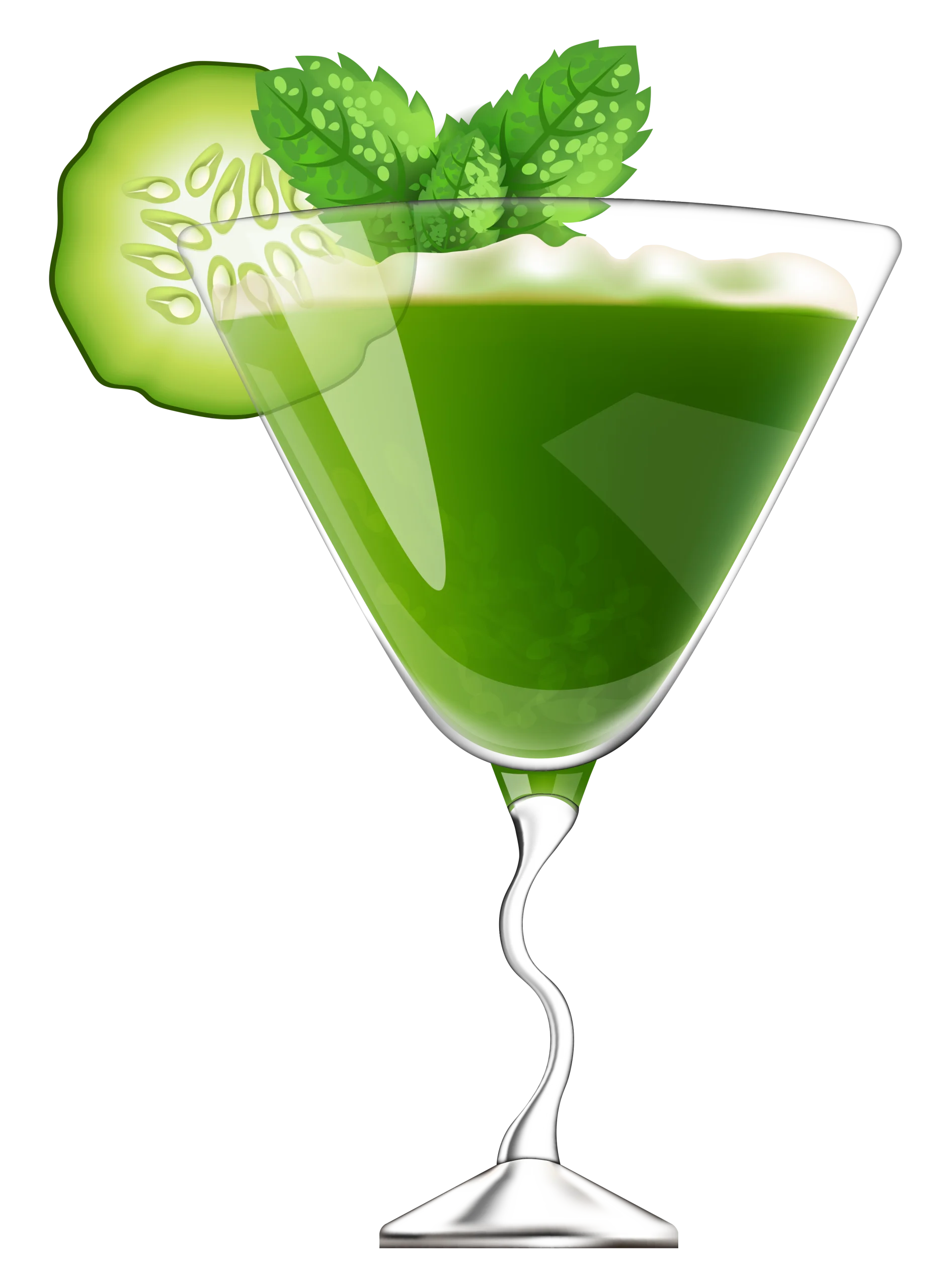 Refreshing Cucumber Mint Martini Cocktail Clipart with Crisp Green Hues