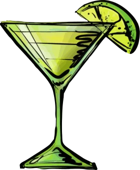 Refreshing Lime Green Martini Glass Cocktail Clipart Design with Zesty Wedge