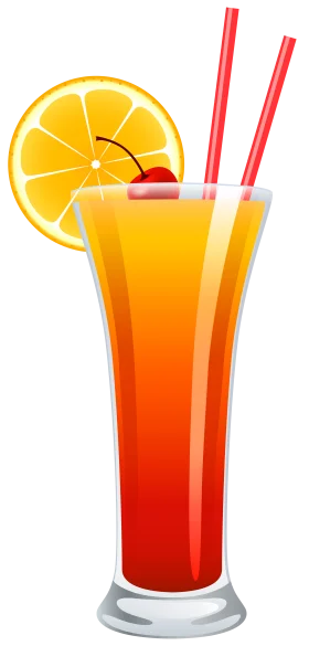 Refreshing Sunset Tequila Sunrise Cocktail Clipart with Orange Slice Garnish