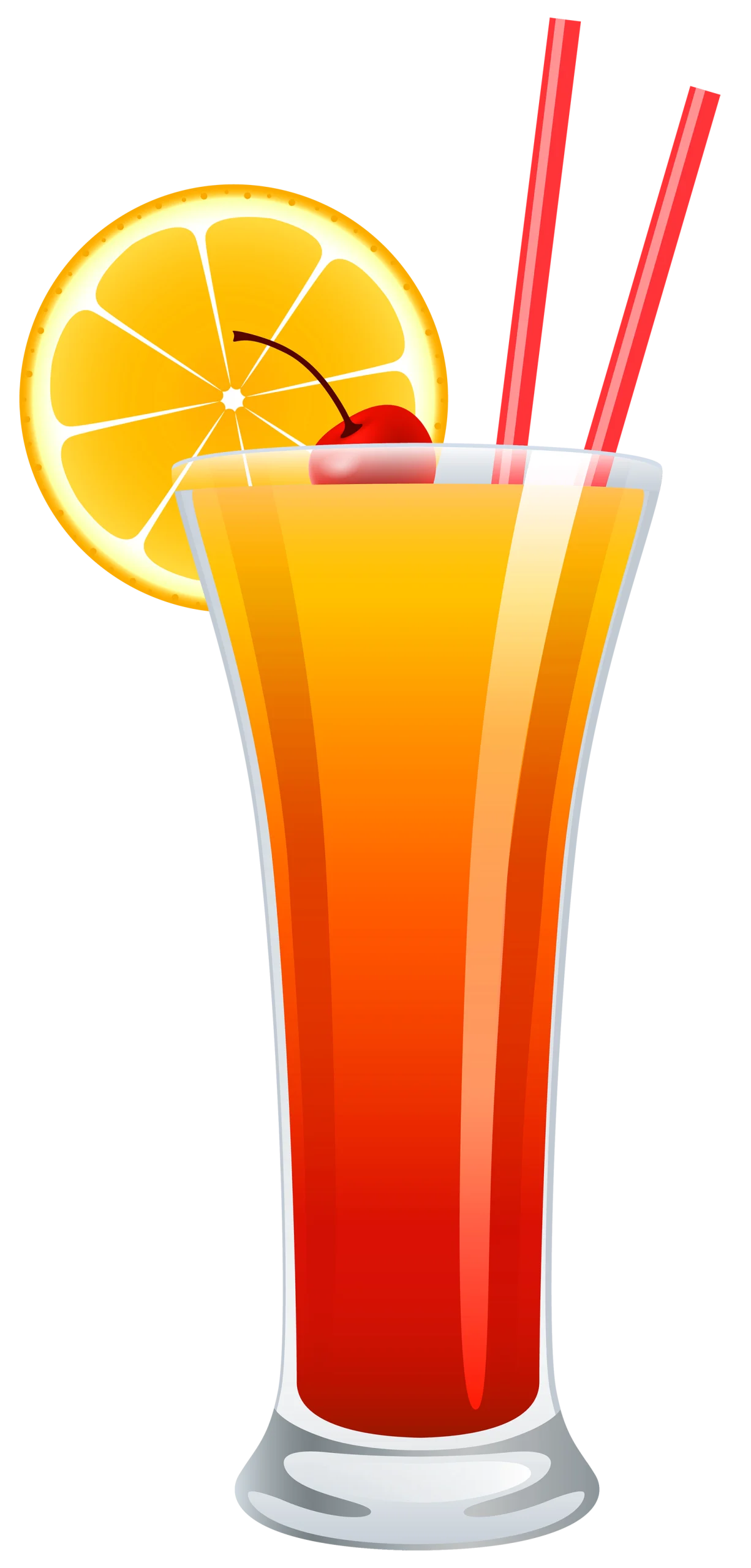 Refreshing Sunset Tequila Sunrise Cocktail Clipart with Orange Slice Garnish