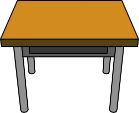 Simple Minimalist Rectangular Wooden School Desk Clipart Illustration