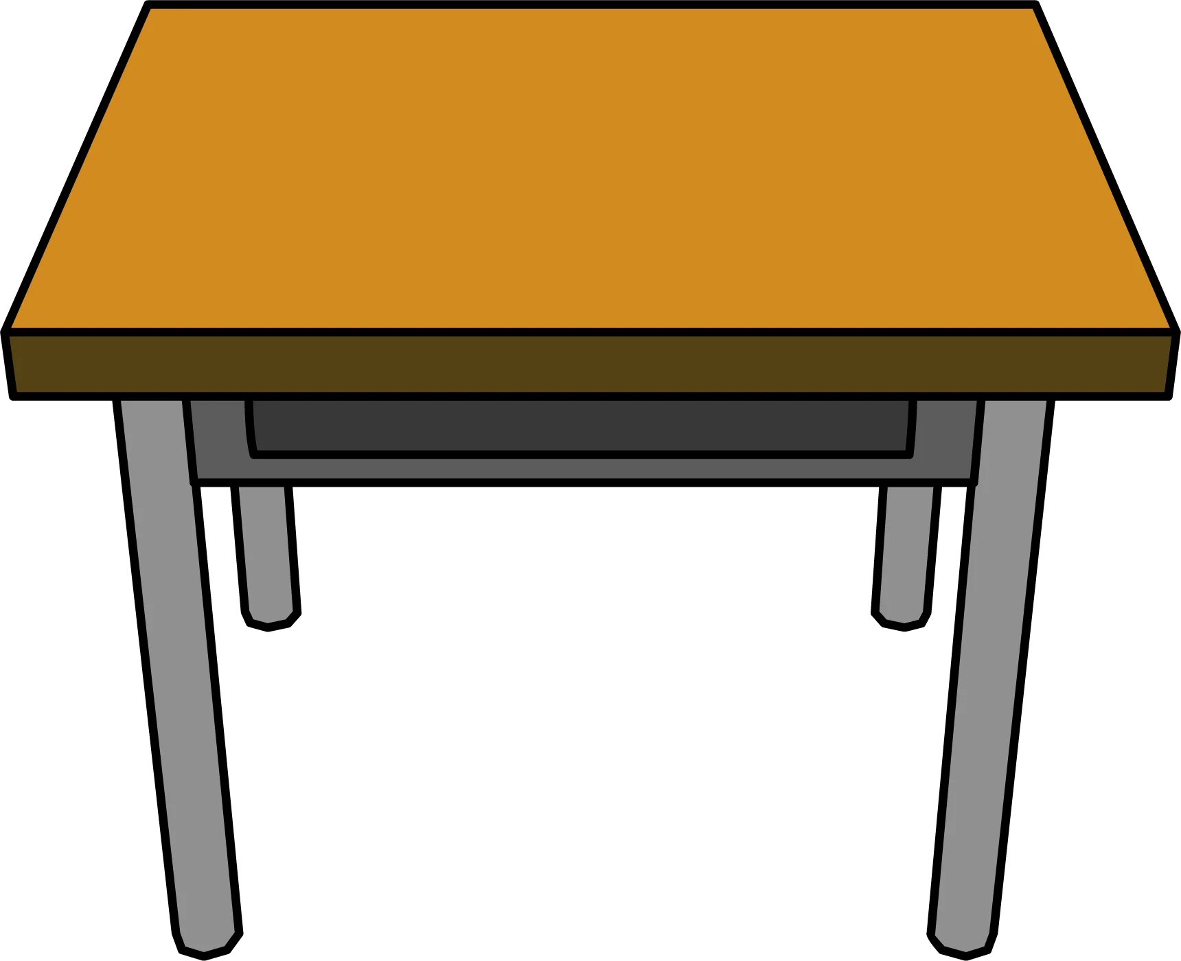 Simple Minimalist Rectangular Wooden School Desk Clipart Illustration