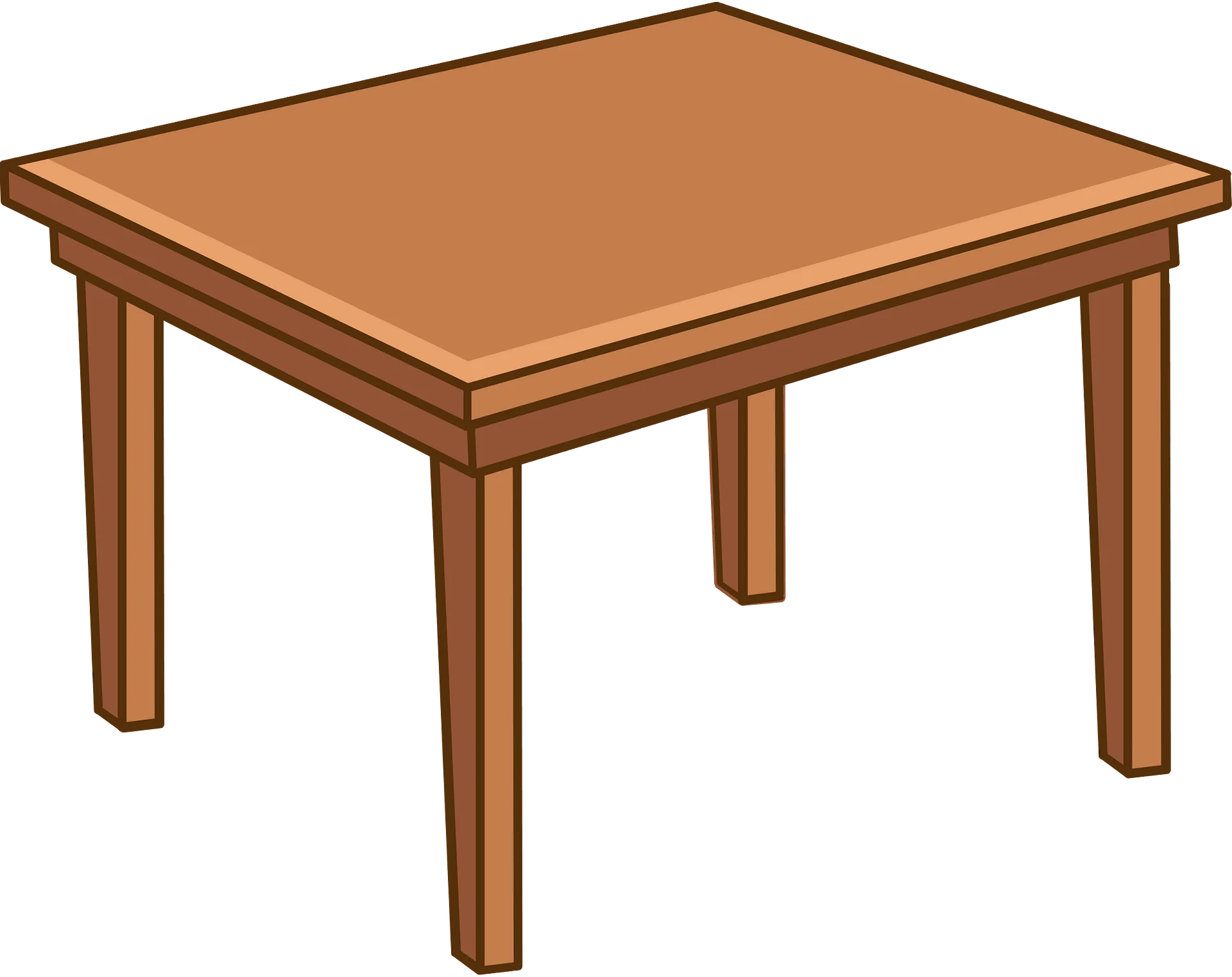 Simple Wooden Rectangular Desk Clipart - Minimalist Furniture Illustration