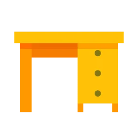 Simple Yellow Office Desk Clipart Illustration with Drawer Storage