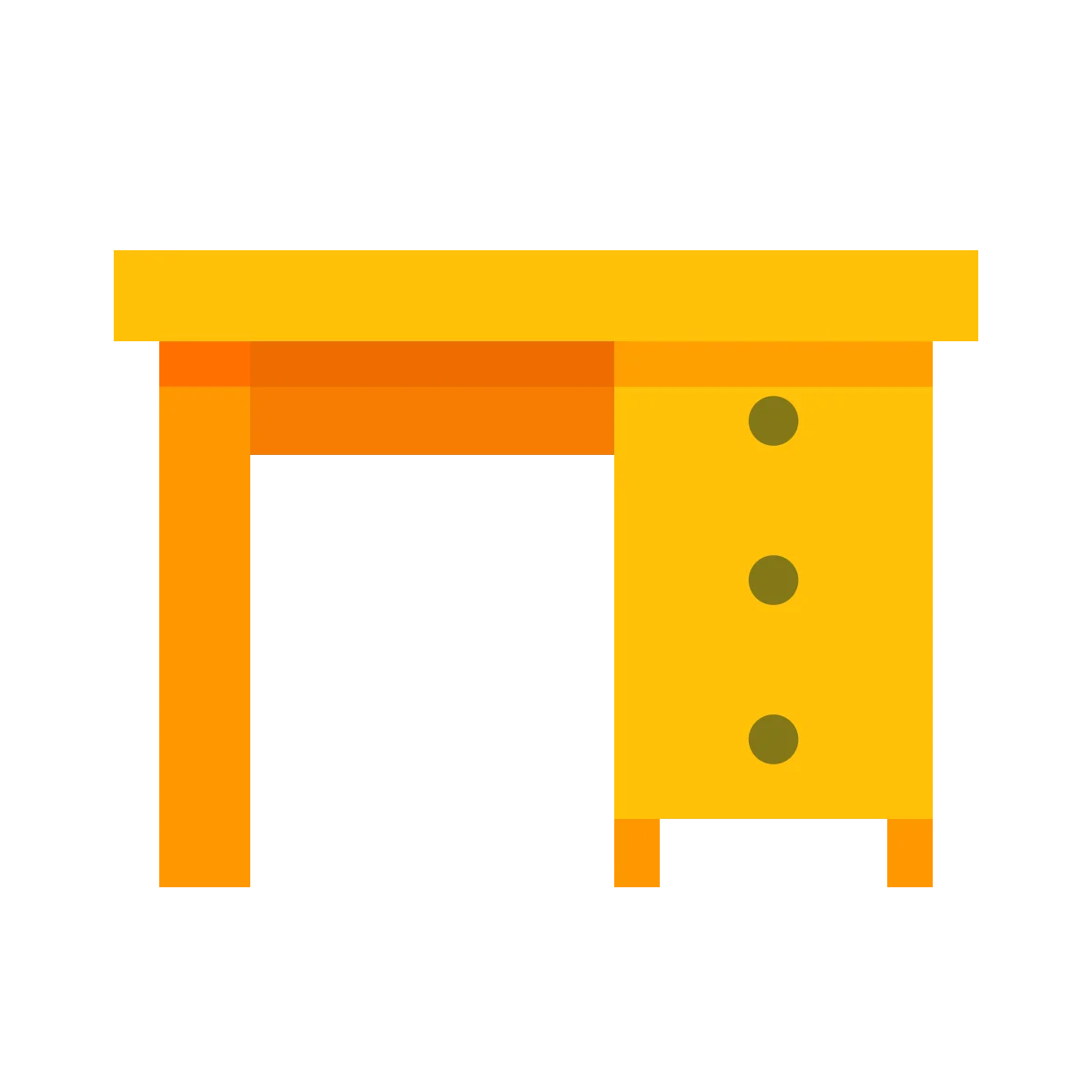 Simple Yellow Office Desk Clipart Illustration with Drawer Storage