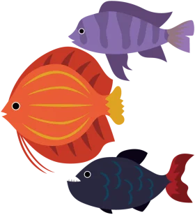 Stylish Aquatic Friends Clipart: Colorful Fish Swimming in Harmony