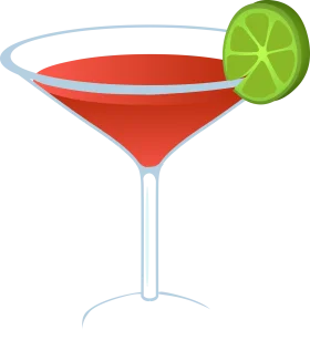 Stylish Red Cocktail Clipart with Lime Wedge in Classic Martini Glass
