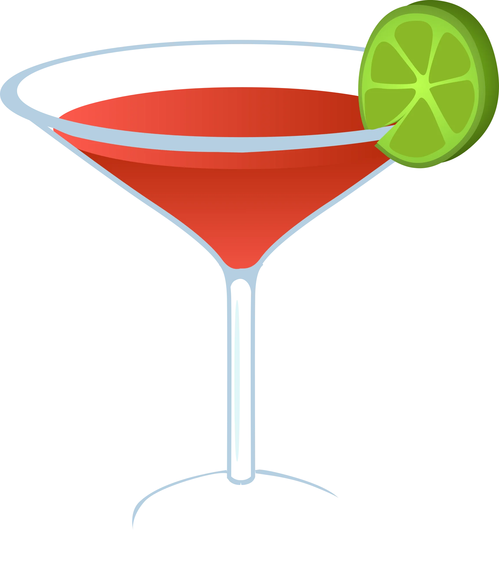 Stylish Red Cocktail Clipart with Lime Wedge in Classic Martini Glass