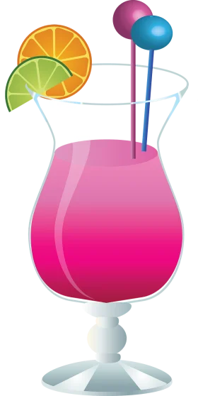 Tropical Paradise Cocktail Clipart: Refreshing Pink Summer Drink with Citrus Garnish