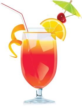 Tropical Sunset Cocktail Clipart: A Refreshing Summer Beverage Illustration