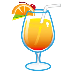 Tropical Sunset Cocktail Clipart: Refreshing Summer Drink Illustration with Fruit Garnish