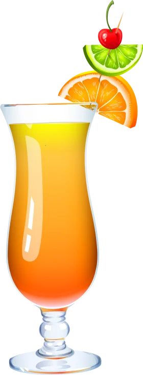 Tropical Sunset Hurricane Cocktail Clipart: A Delightful Citrus Beverage Illustration