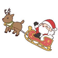 Whimsical Christmas Clipart Featuring Santa Claus Riding Festive Reindeer Sleigh