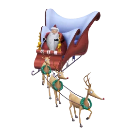 Whimsical Christmas Santa Claus Sleigh Ride Clipart with Reindeer Adventure