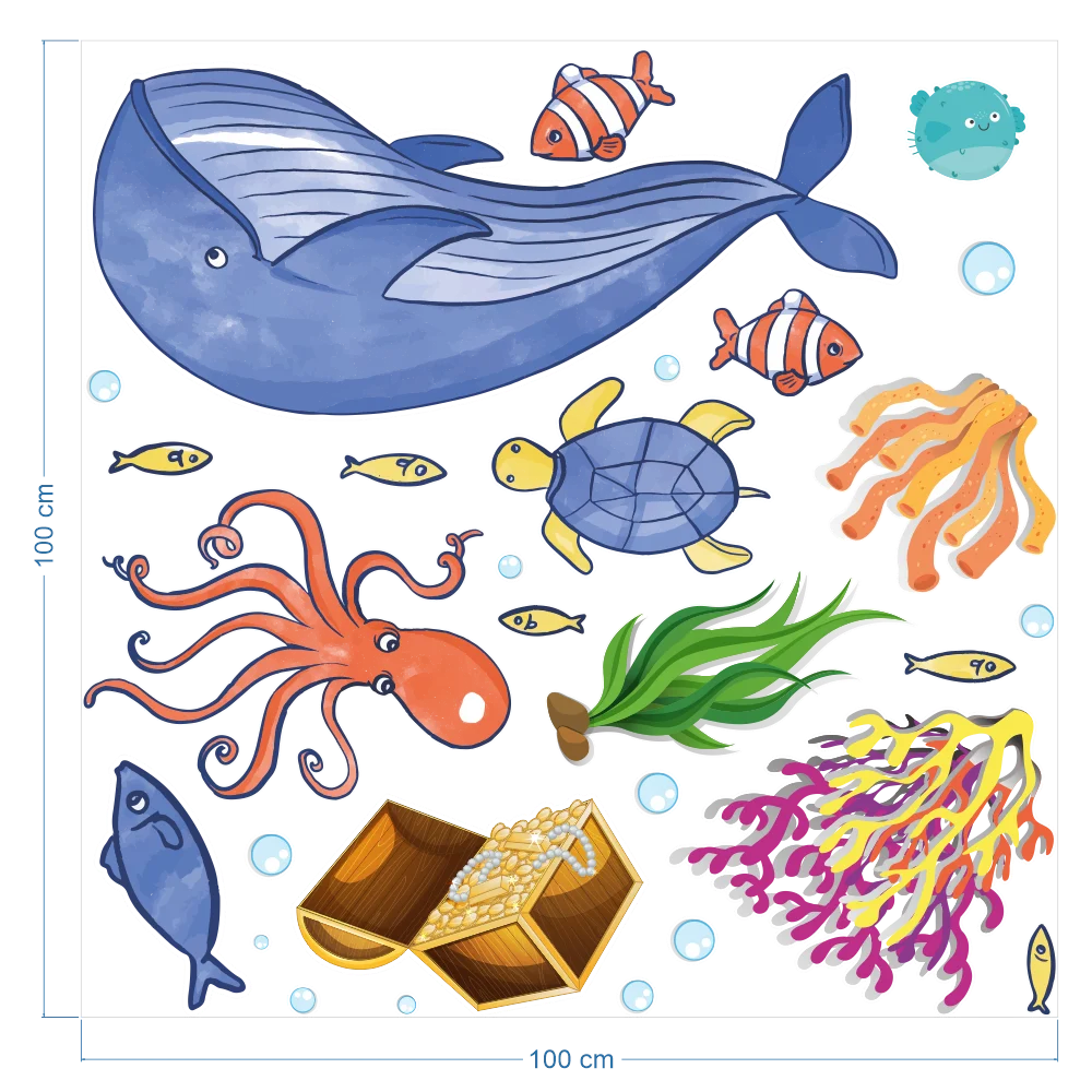 Whimsical Ocean Life Watercolor Clipart Collection of Marine Creatures