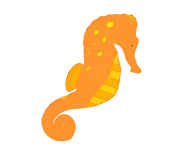 Whimsical Orange Seahorse Clipart with Playful Gradient Texture Design