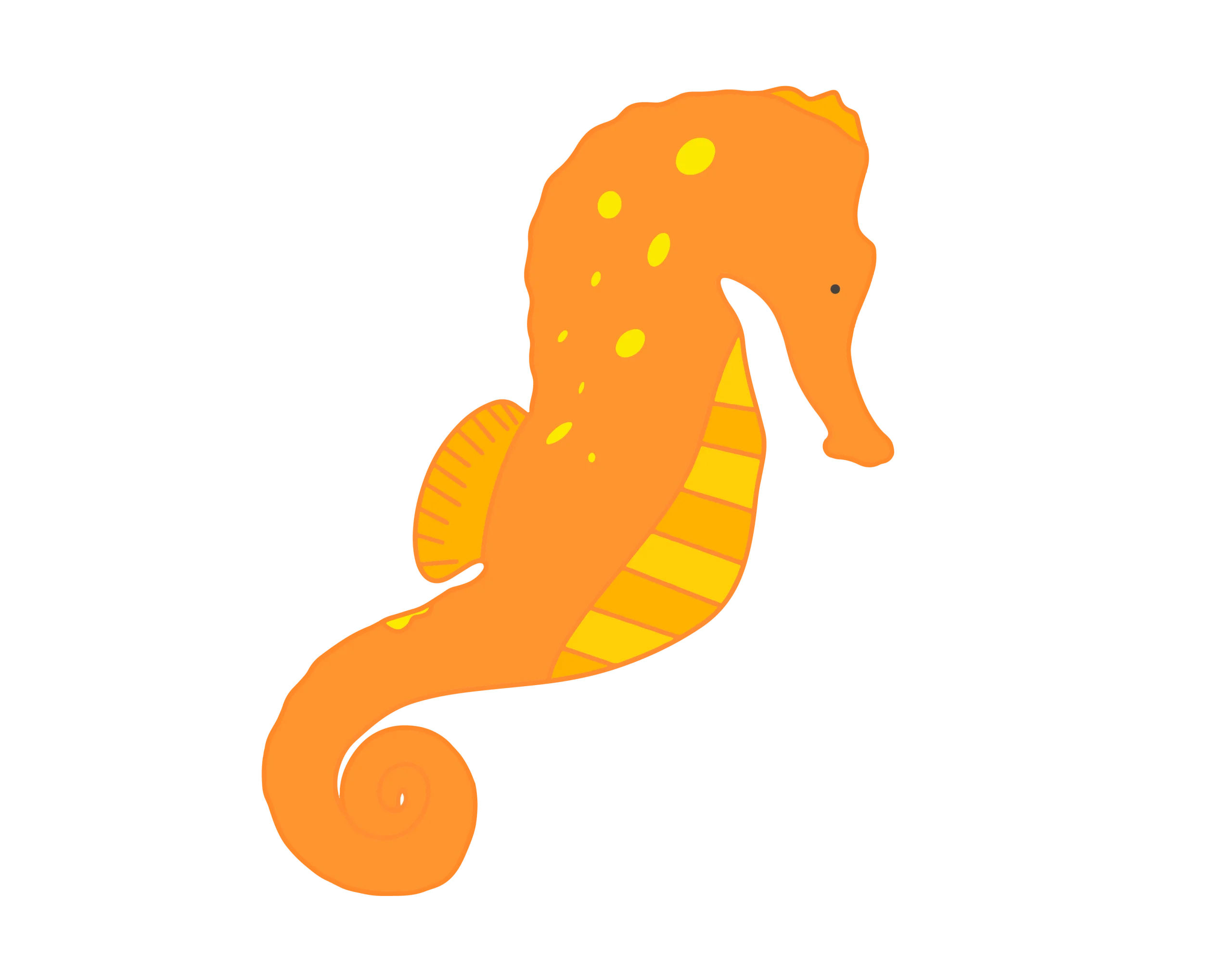 Whimsical Orange Seahorse Clipart with Playful Gradient Texture Design