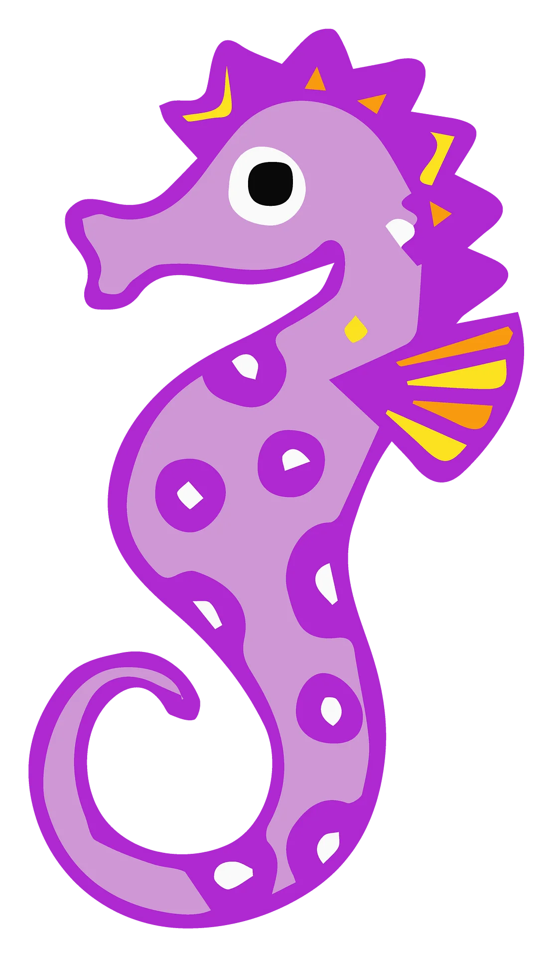 Whimsical Purple Seahorse Cartoon Clipart with Playful Design