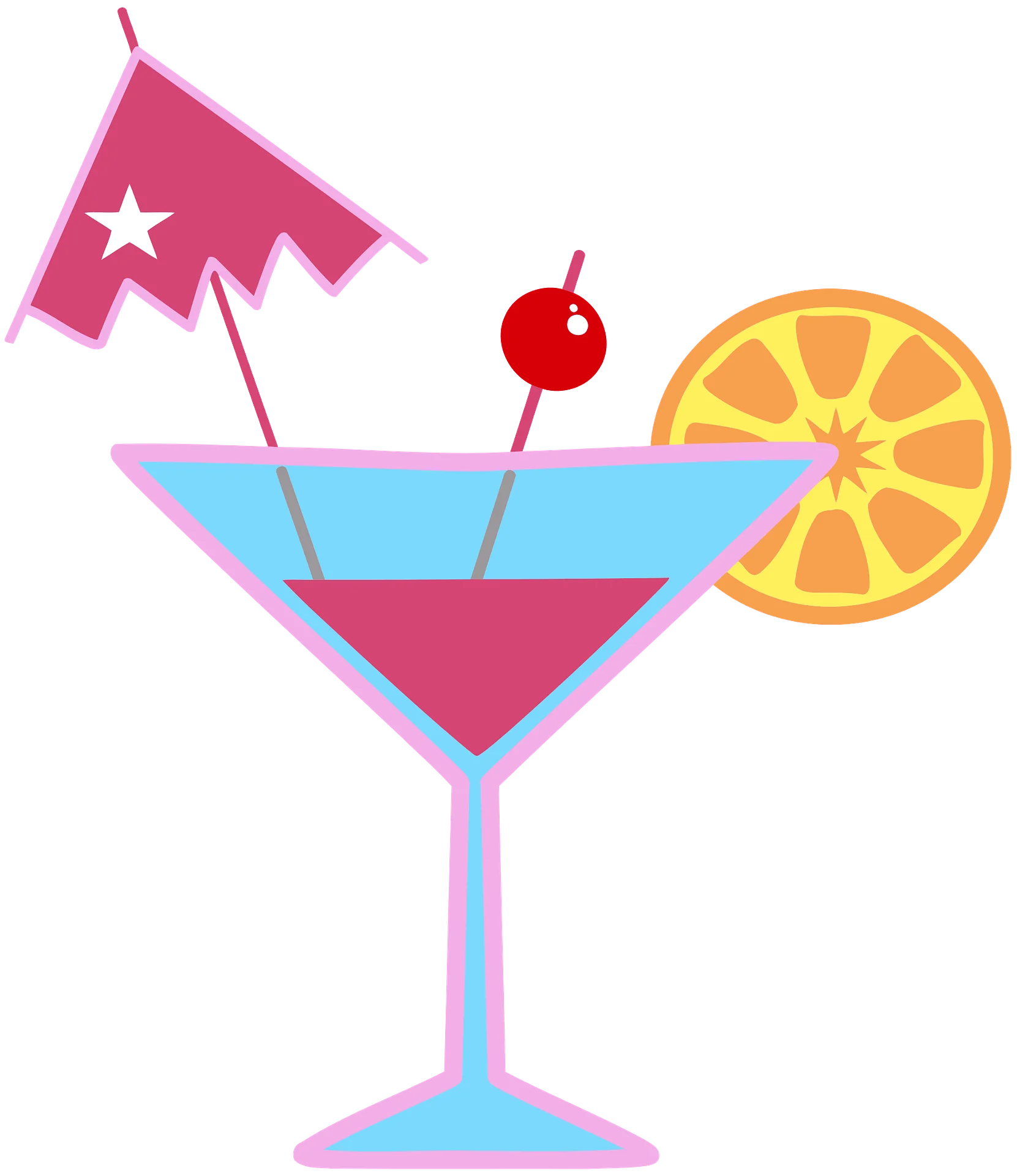 Whimsical Tropical Cocktail Clipart with Playful Summer Garnishes and Design