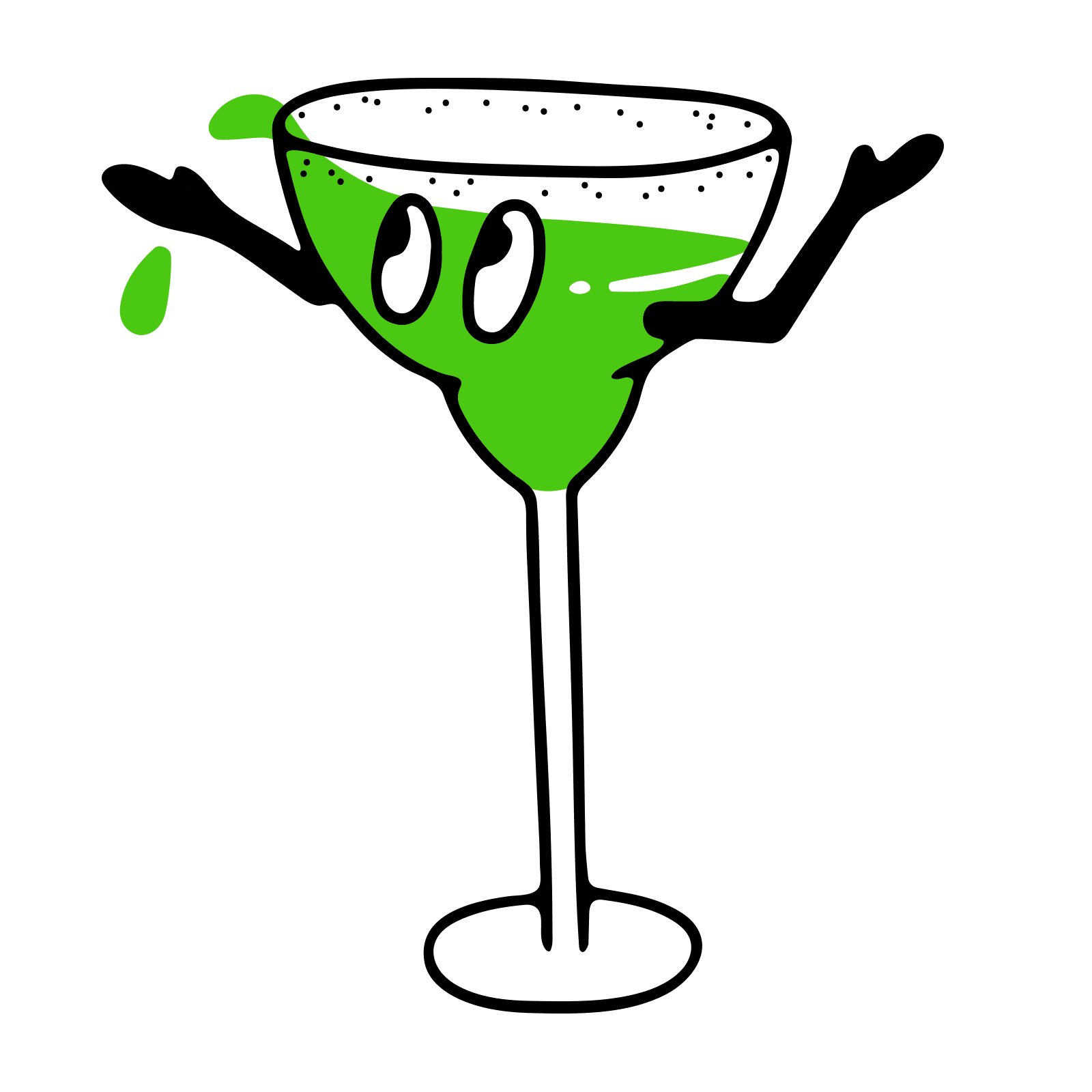 Cheerful Green Margarita Cocktail Clipart with Playful Character Design