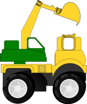 Child-Friendly Yellow and Green Construction Excavator Clipart Design