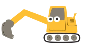 Cute Yellow Cartoon Excavator Clipart - Friendly Construction Vehicle Design