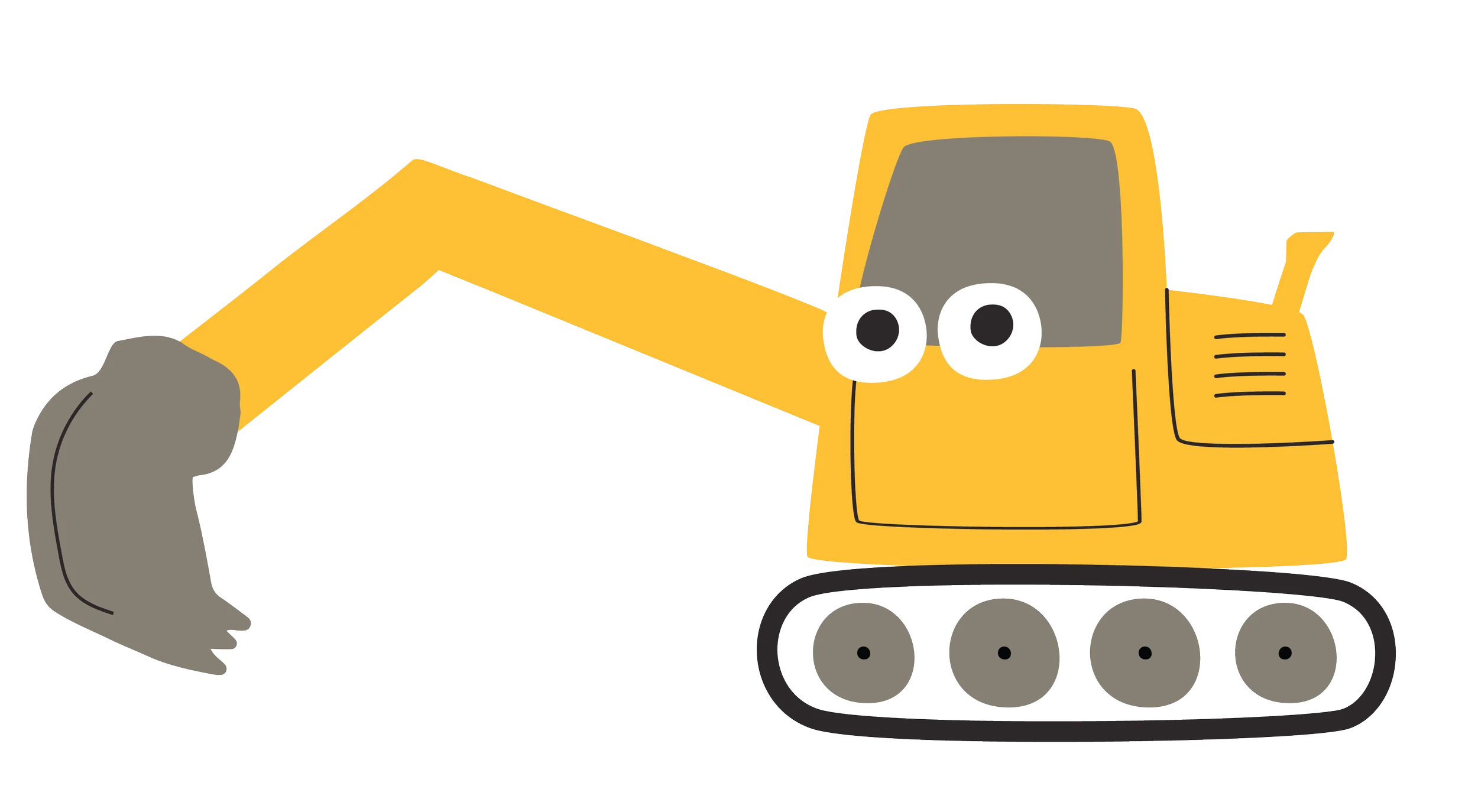 Cute Yellow Cartoon Excavator Clipart - Friendly Construction Vehicle Design