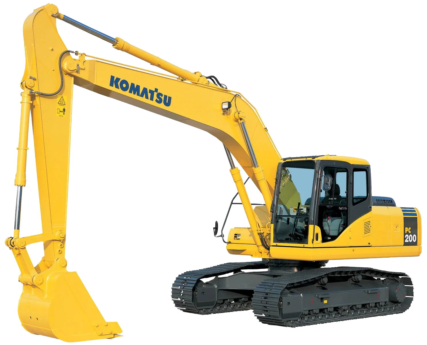 Detailed Komatsu Yellow Hydraulic Excavator Heavy Machinery Clipart Illustration