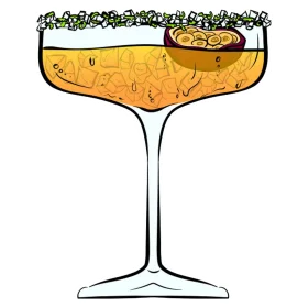 Elegant Margarita Cocktail Clipart with Lush Green Herbal Garnish