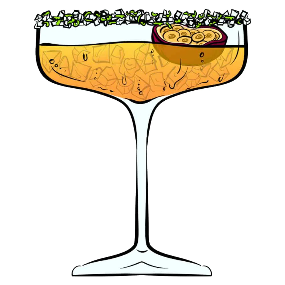 Elegant Margarita Cocktail Clipart with Lush Green Herbal Garnish