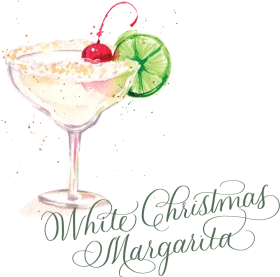 Elegant White Christmas Margarita Festive Cocktail Watercolor Clipart Design