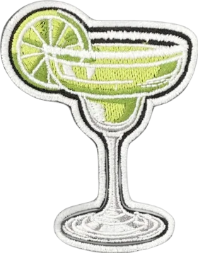 Embroidered Margarita Cocktail Clipart with Lime Wedge Artisan Patch Design