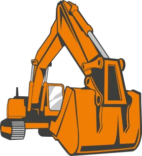 Heavy-Duty Orange Construction Excavator Machinery Clipart Design
