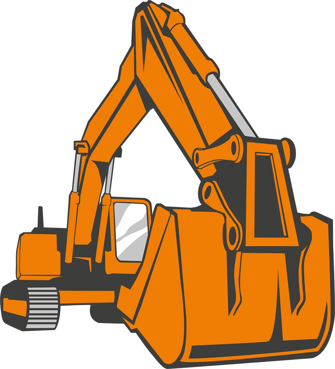 Heavy-Duty Orange Construction Excavator Machinery Clipart Design
