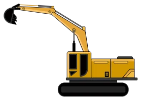 Heavy-Duty Yellow Construction Excavator Clipart Design for Industrial Graphics