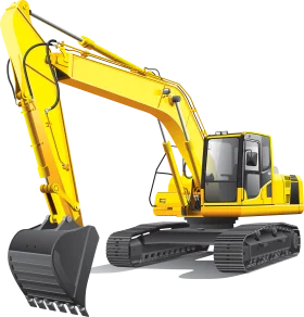 Heavy-Duty Yellow Hydraulic Excavator Construction Machinery Clipart Illustration
