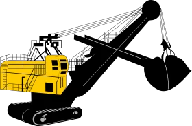 Heavy Industrial Mining Excavator Clipart - Robust Earthmoving Machine Graphic