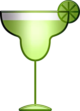 Lime Green Margarita Cocktail Clipart with Citrus Wedge Accent